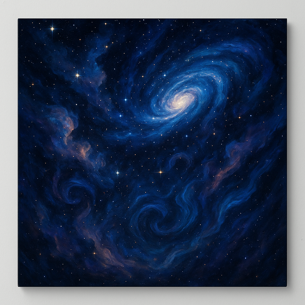 Cosmic Dream – Swirling Galaxy & Deep-Blue Nebulae with Glowing Stars (Vibrant Celestial Canvas)
